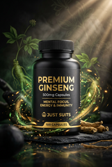 Premium Ginseng 500mg Capsules – Mental Focus, Energy &amp; Immunity | Just Organics